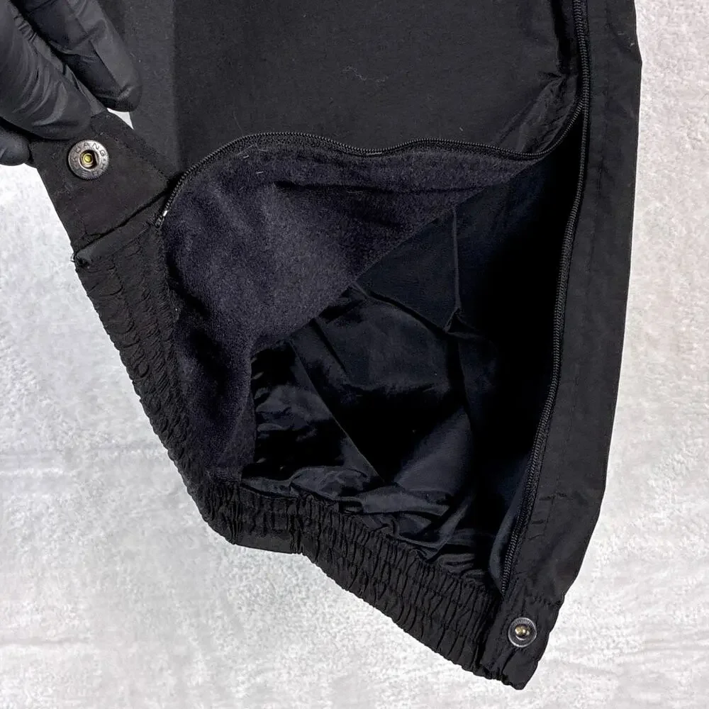 VTG LL Bean Rain Pants Mens L Black Nylon Drawstring Outdoor Trekking 80s 90s